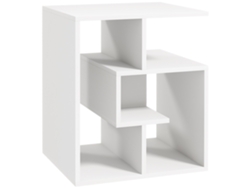 Mesita Auxiliar Blanca Con Estantes Para Salón Y Dormitorio, 45x40x55 Cm