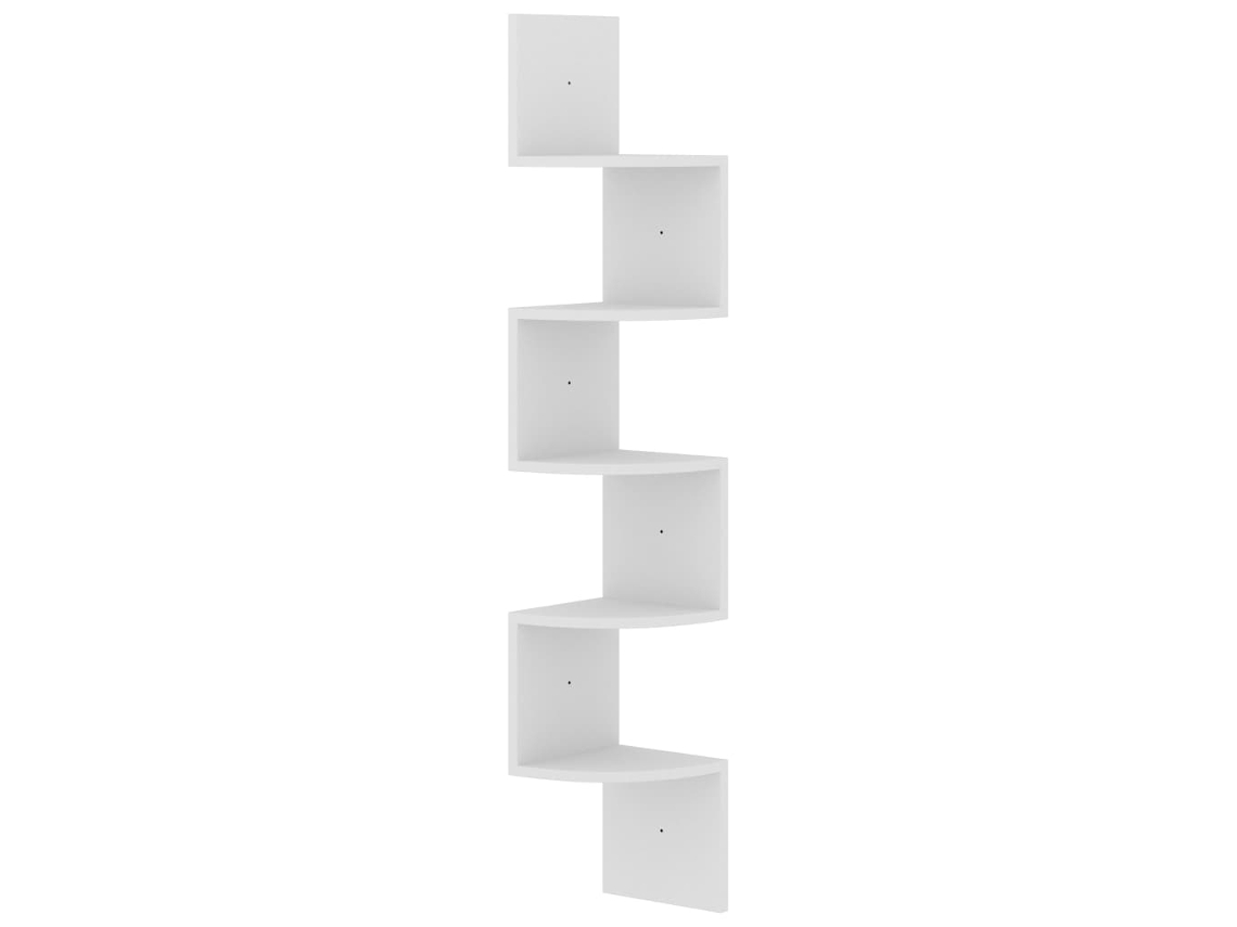 Estante de pared de esquina, derivados de madera, blanco, MAISON EXCLUSIVE