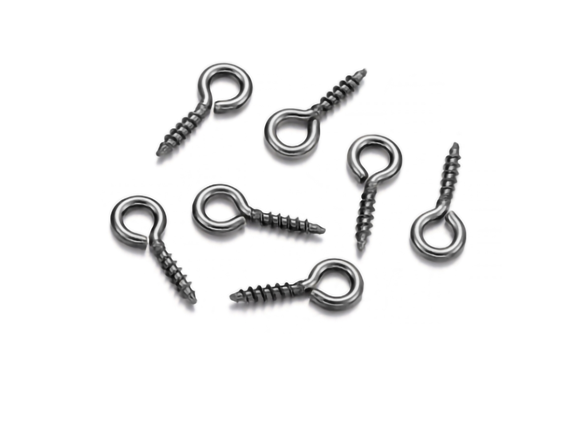 200 Piezas De Tornillos De Ojo De Hierro Premium De 5x10 Mm, Pulidos A Mano, Color Negro Metalizado, Para Joyería Diy.