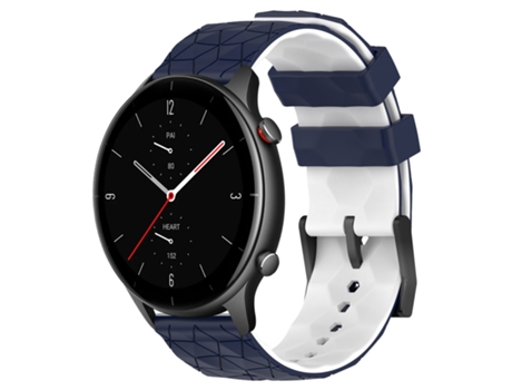 Correa Smartwatch para Amazfit GTR 2e 22mm Textura Fútbol Correa de Silicona Bicolor (Azul Medianoche + Blanco)