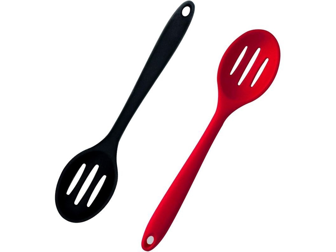 Juego De 2 Cucharas De Silicona De Alta Calidad Resistentes Al Calor Y Con Orificios (resistentes A Los Arañazos).