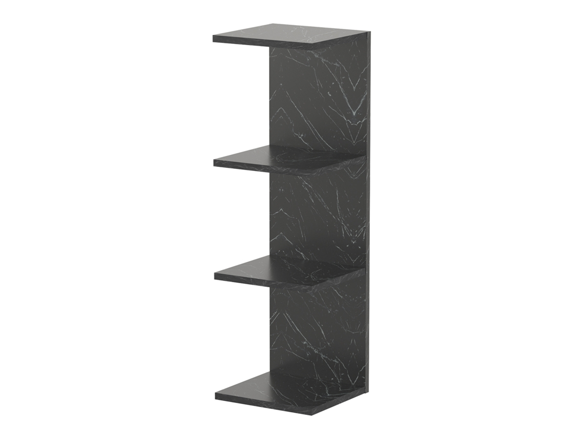 Estantería de pared Surahammar, 4 baldas, 95x30x28 cm, mármol negro, [EN.CASA]