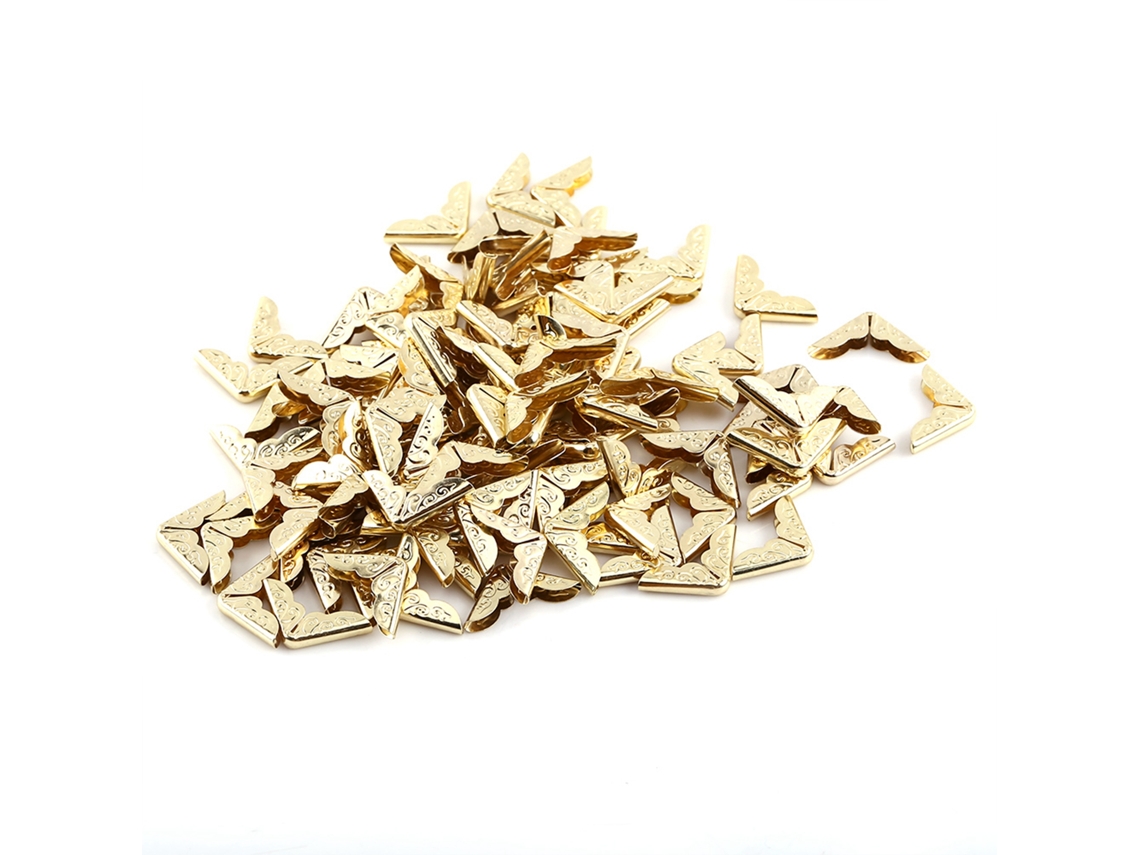 100 Piezas Protector De Esquinas De Metal Amarillo Retro Para Álbumes De Libros Menús Cuadernos