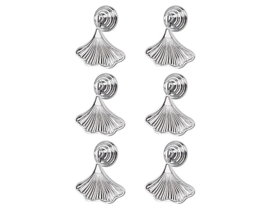 Conjunto De 6 Mango De Hoja De Ginkgo Plata, Pequeño, Para Armarios Cocina, Muebles, Cajones Y Estanterías