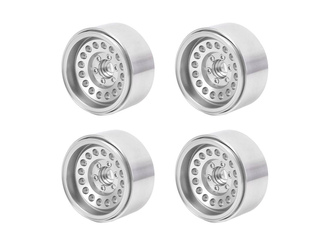 4 Cubos De Rueda Para Coche Rc Crawler 1/10 De Aleación De Aluminio Ligero Con Orificio Redondo, Color Plata.