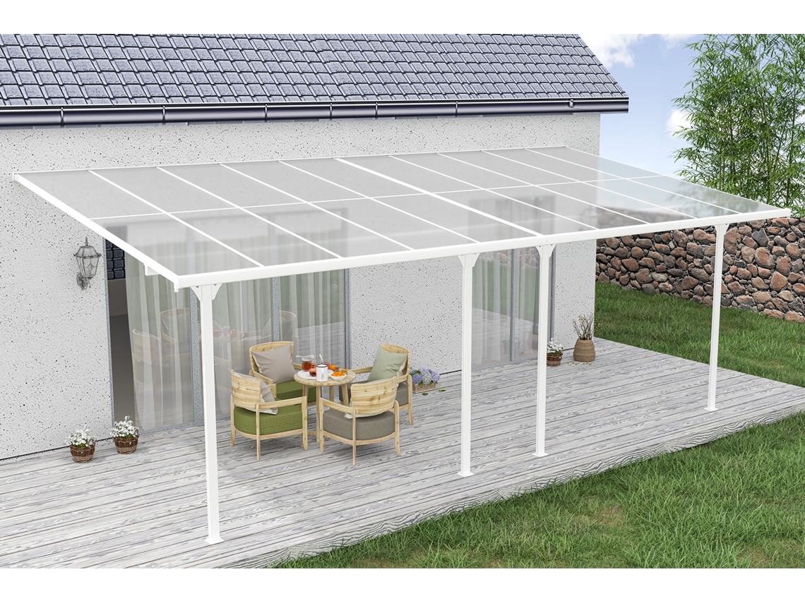 Cazeboo Pérgola Cubierta para Terraza de Aluminio Premium, blanco 6x3 m KLEO