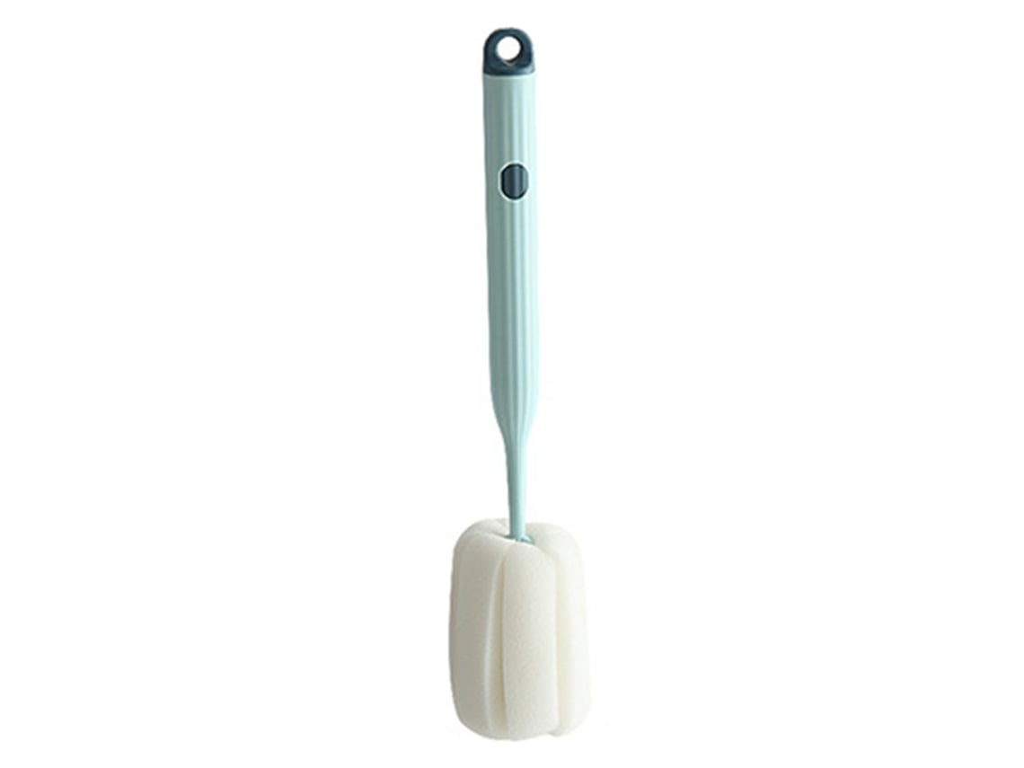 Escova longa para garrafas Jinwei com esponja macia, espuma rápida, multifuncional, limpador de garrafas e vidros com orifício para pendurar