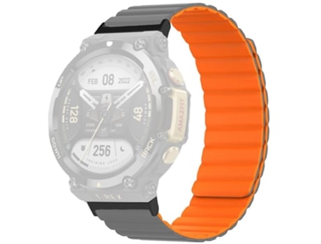 Correa de Silicona ajustable bicolor magnética para Huami Amazfit T-Rex 2 - gris/naranja