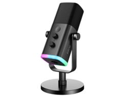 Micrófono dinámico con botón de silencio táctil, conector para auriculares y controles de E/S. Mdug (negro)