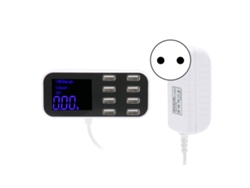Cargador Usb De 8 Puertos Para Carga Multi-dispositivo Con Pantalla De Carga Rápida Qc3.0