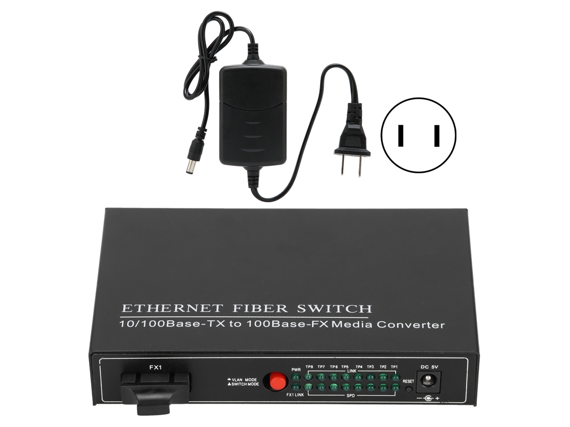 Switch De Fibra Ethernet Tbcmc3418ed20 Plug And Play 8 Portas Estável Alumínio Rede De Computadores