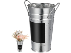 Cubo De Chapa Galvanizada Con Etiqueta De Pizarra Impermeable