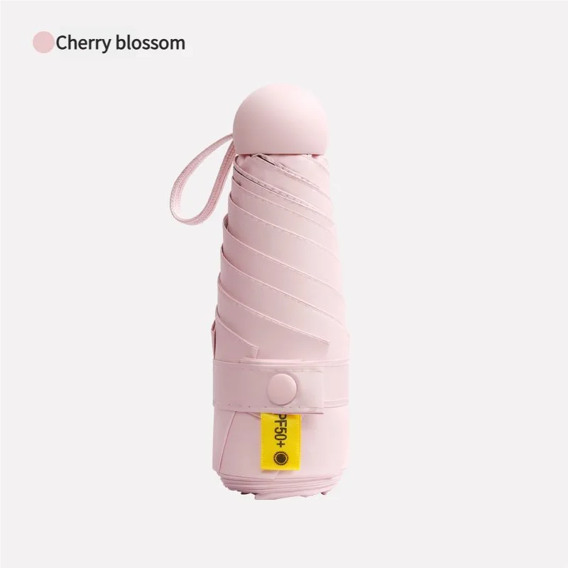 Paraguas Mini Cápsula (rosa), Plegable En 5 Secciones, Con 6 Varillas, Protección Solar Upf50+ Y Protección Uv.