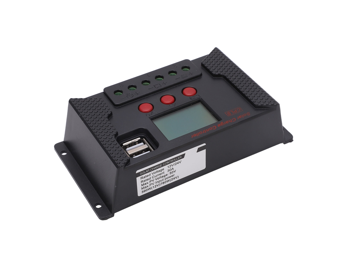 Controlador De Carga Solar Con Pantalla Lcd, Automático De 12v/24v, 30a, Para Baterías De Plomo-ácido.