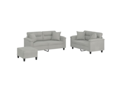 Maison Exclusive - Juego De Sofás Con Cojines 3 Piezas Tela Microfibra Gris Claro