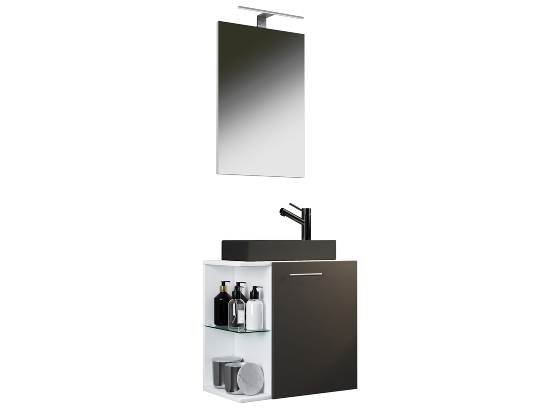 Lavabo de tocador Hausa de 3 piezas con espejo negro Vcm