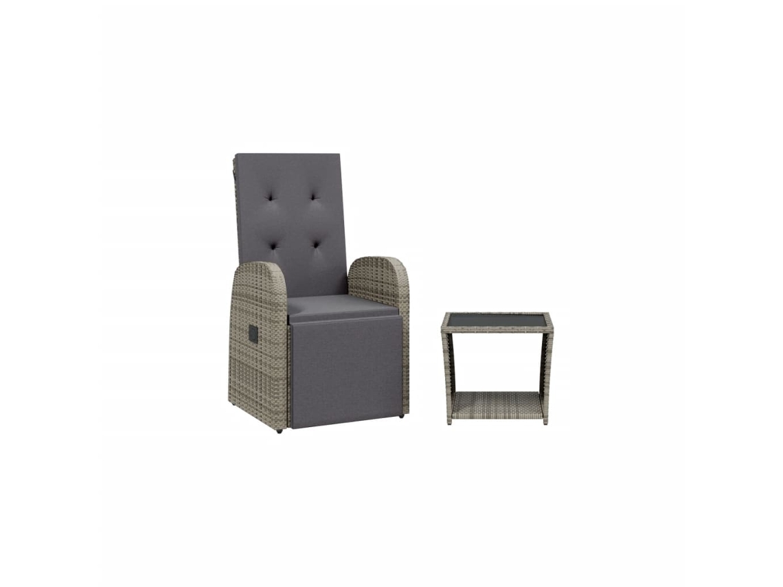 Maison Exclusive - Juego De Comedor Jardín 2 Pzas Con Cojines Ratán Sintético Gris