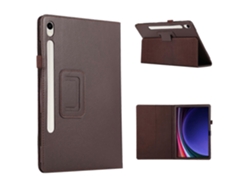 Capa de cuero con textura Liqui con soporte doble para tableta Hengrongshen marrón Samsung Galaxy Tab S9