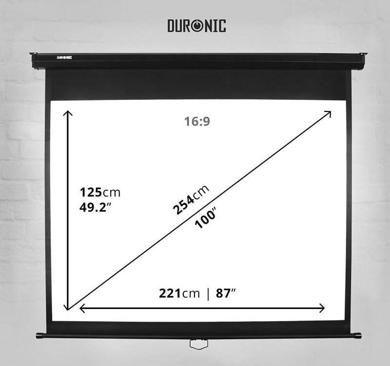 Duronic Mps100 169 pantalla para proyector enrollable manual 100” formato instalación techo y full hd 3 8zl8wo1419