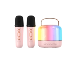 Altavoces De Mini Máquina De Karaoke Infantil, Estéreo Bluetooth Con 2 Micrófonos Inalámbricos, Adecuado Para Regalo De Niña Y Niño, Rosa Gusshious