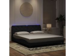 Estructura De Cama Con Luces Led Terciopelo Negro 180x200 Cm