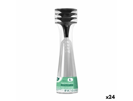 Copas de cava reutilizables ALGON Negro 24 Unidades 150 ml (4 Piezas)