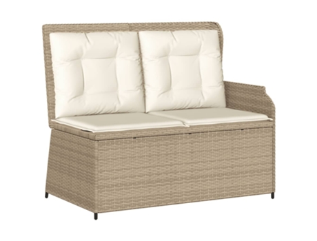 Sillón reclinable de jardín VIDAXL con cojines ratán sintético beige
