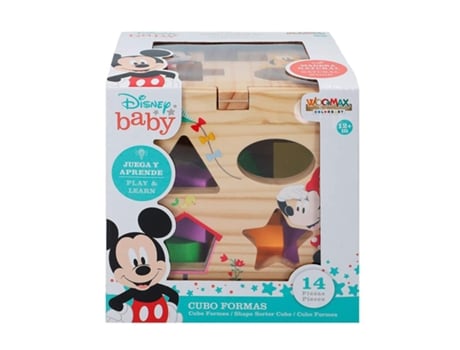 Juego Didácticos WOOMAX Cubo 13 piezas encajables madera Disney (15x15x15 cm - 12 meses)