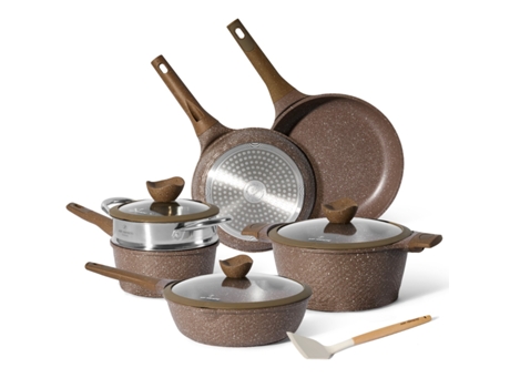 Batería de Cocina JUST PERFECTO 10 peças Antiadherente Inducción (Set Sartenes 24cm/28 cm - Sárten WOK 28 cm - Olla 18 cm/24cm)