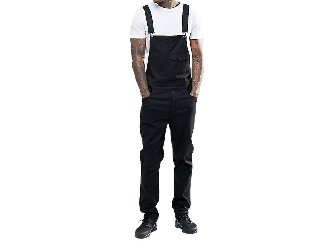 2026-jumpsuit Vaquero Para Hombre Slim Fit Mono Casual Peto Dungarees Drb 2xl Negro