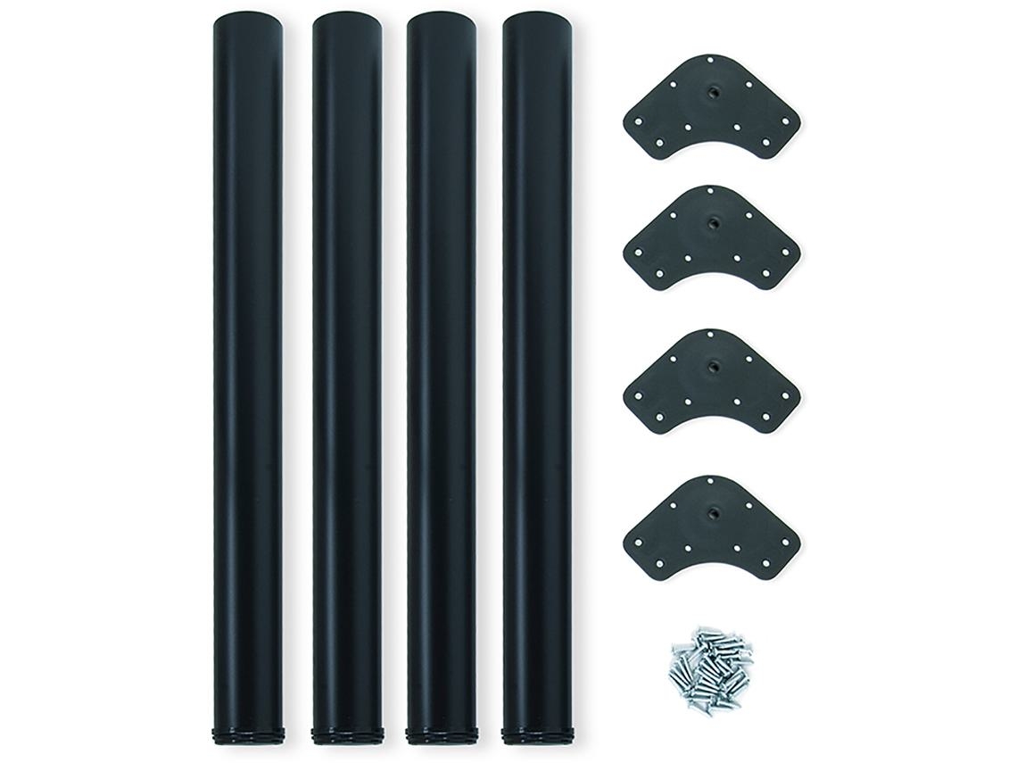 EMUCA Lote De 4 Patas De Mesa- Diámetro 60Mm- Al 710Mm- Acero- Pintado Negro