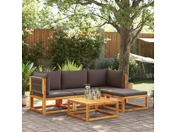 Conjunto de sofá de jardín con cojines de madera maciza de acacia, Dkd Home Decor