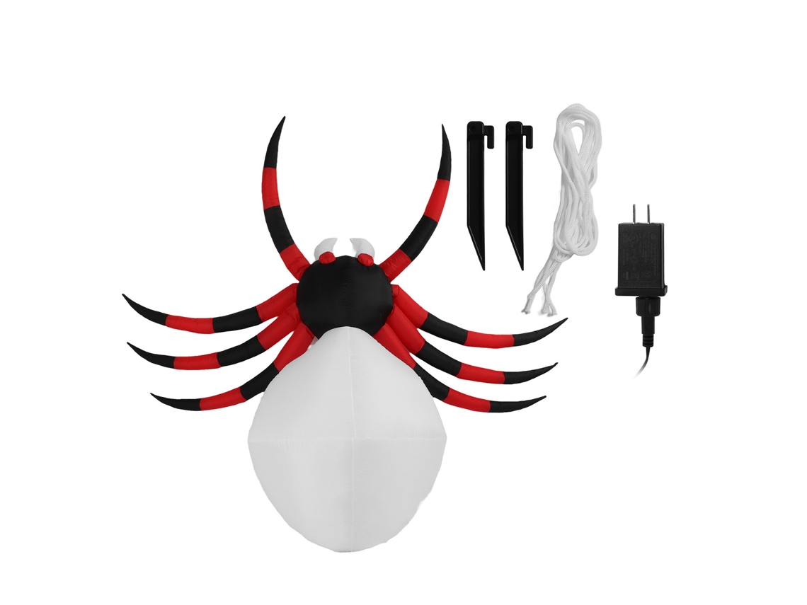 Araña inflable decorativa de 2,4 metros con luz LED para Halloween