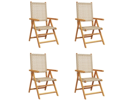 Conjunto 4 Silla De Jardín VIDAXL Beige Madera