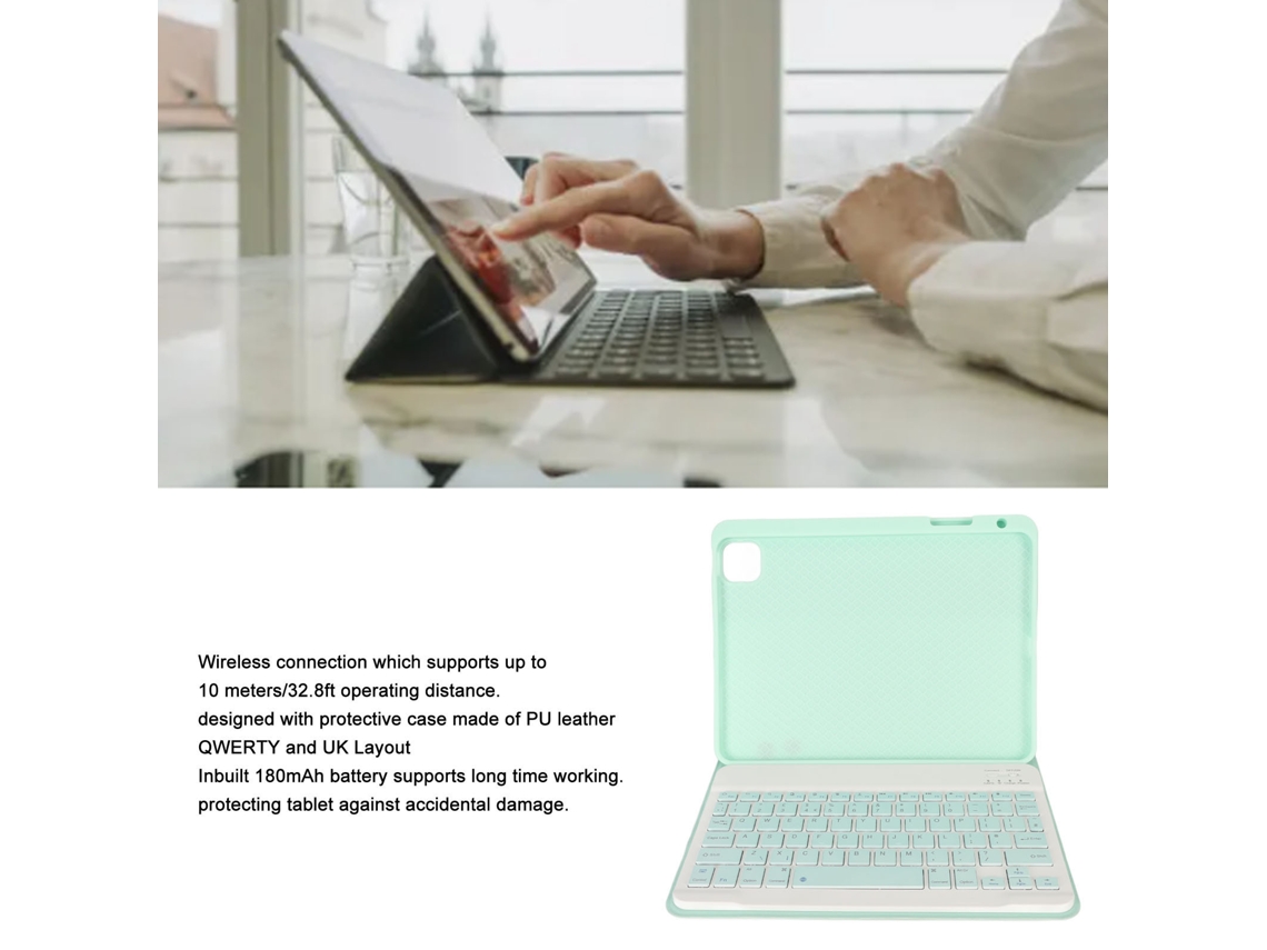 Teclado Sem Fio Para Tablet Ios Air 4/5 10.9in Protetor Case Layout Qwerty Conexão Bt 10m