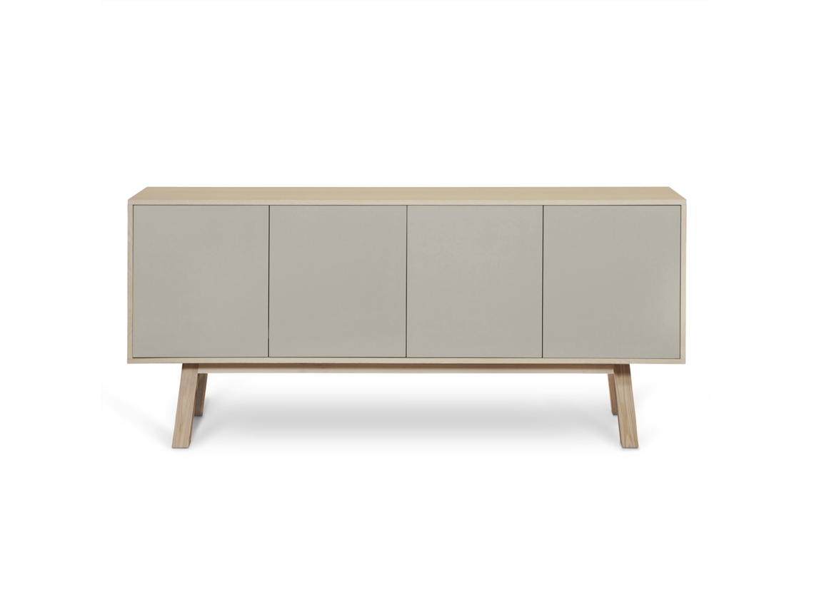 Aparador Alto MON PETIT MEUBLE FRANÇAIS con 4 Puertas (Amarillo Lunar - Madera - 220 x 94 x 46 cm)