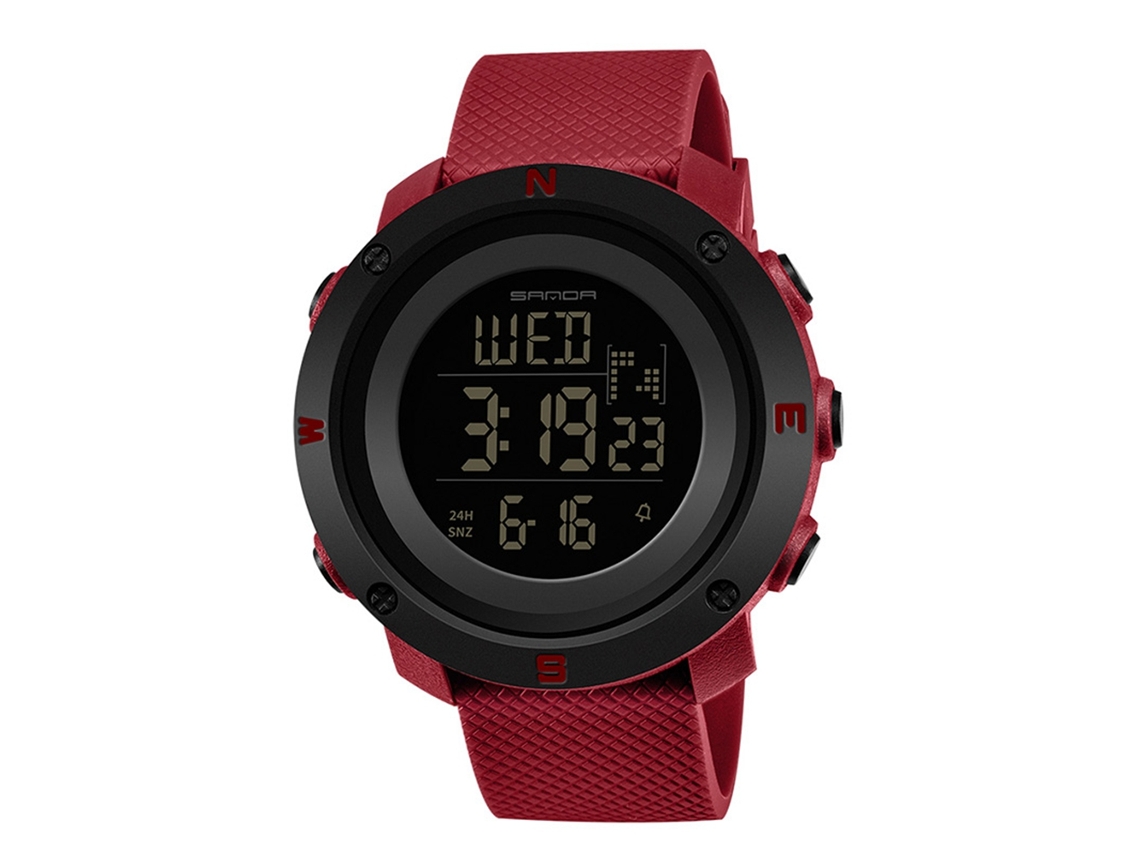 Reloj Digital Multifuncional Luminoso, Resistente Al Agua, Deportivo, Para Hombre/niño, Rojo (l)