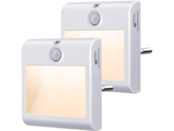 2 Luminárias Noturnas com Sensor de Movimento Luz Amarela Plugue Europeu 