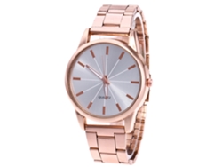 Reloj De Pulsera Unisex De Acero Color Oro Rosa, Estilo Sencillo Con Esfera Graduada.