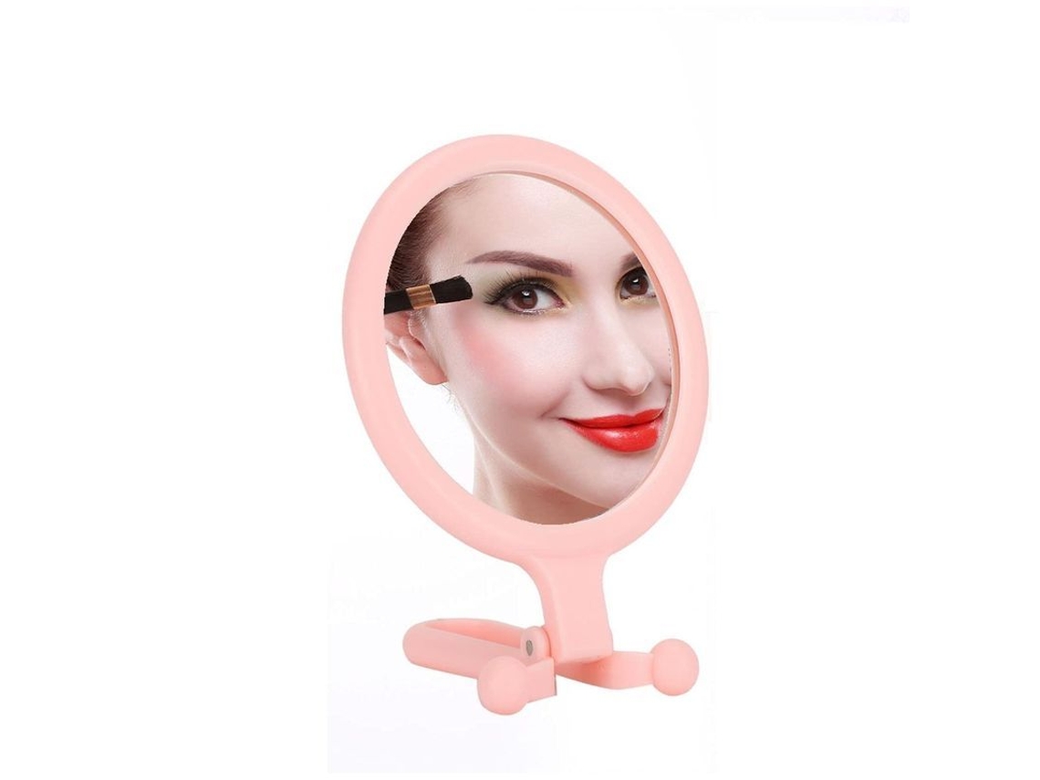 2026-espejo De Maquillaje Doble Cara Con 10x Aumento Mango Ajustable Para Mano Mesa Pared Rosa