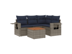 Maison Exclusive - Conjunto De Sofá De Jardín De 5 Piezas Con Cojines, Poliratán Gris