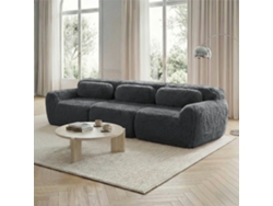 Sofá Modular Profundo 3 Plazas - Plush Premium, Sin Montaje, Antideslizante - Gris