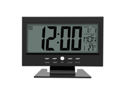 Reloj despertador digital LCD Baok con sensor de sonido, calendario y pantalla de temperatura - Negro