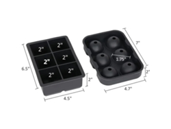 Juego de 2 piezas: Máquina de hielo con 6 compartimentos para cubitos de hielo redondos y cuadrados, mantiene los cubitos fríos. MDUG