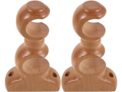 Soporte Doble Para Barra De Cortina De Madera Beige, Estructura Ajustable, Juego De 2 Piezas, Base Romana
