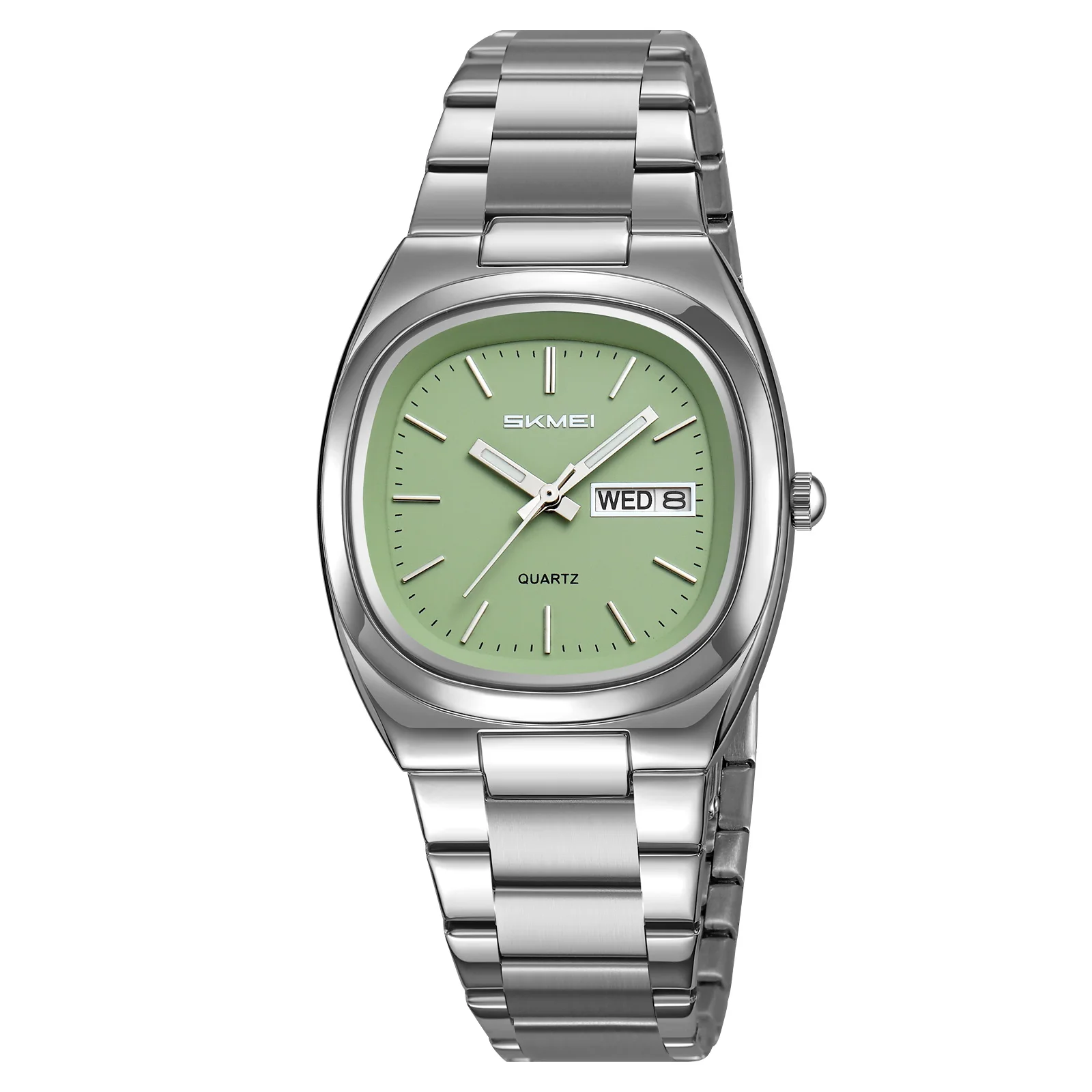 (verde Plateado) Elegante Reloj De Cuarzo Para Mujer Con Fecha Y Hora, Reloj De Lujo Informal Para Mujer.