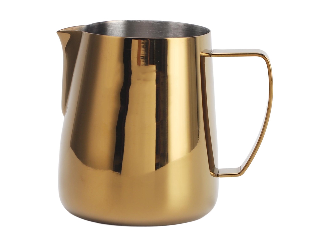Jarra para espumar leche de acero inoxidable 304, 400 ml, dorada, para café casero