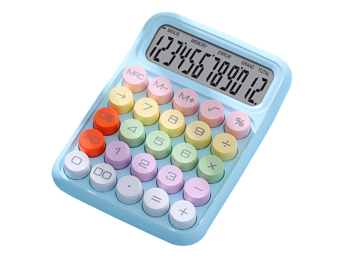 Calculadora mecánica con teclado colorido para el hogar, la escuela y la oficina - Azul cielo