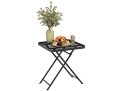 Mesa De Jardín Plegable, De Acero Hueco, 70x70cm, Negra.