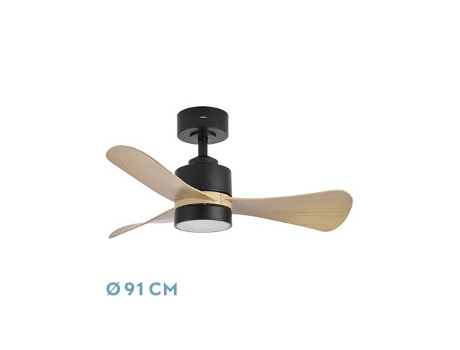 Ventilador DC Zepelin 18W Negro/Madera Clara 3 Aspas FABRILAMP